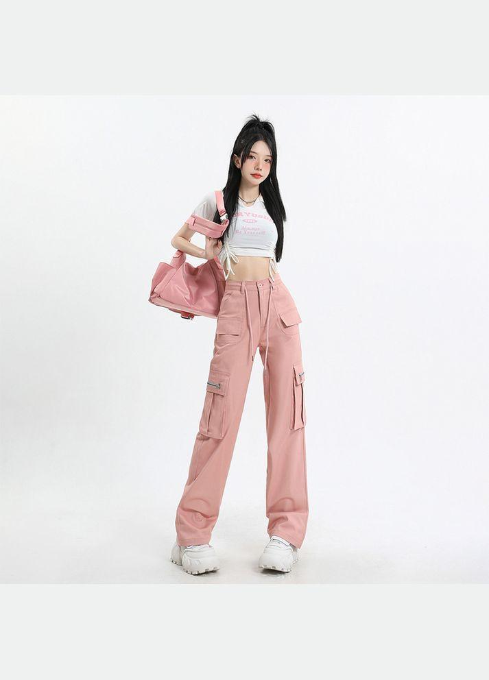 Женские джинсы клеш высокая талия с карманами пудра No Brand - (308976949)