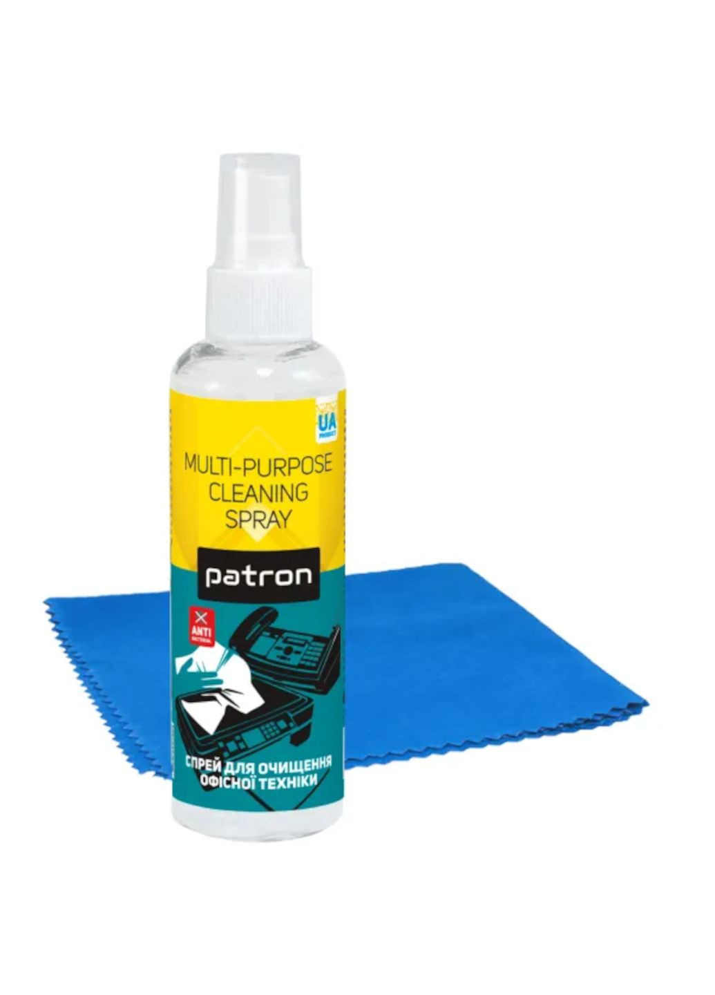 Спрей для чистки пластиковых поверхностей 100 мл + салфетка-тряпочка микрофибра 20х20 см Patron (337363048)