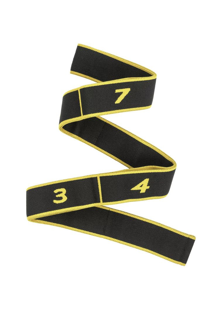 Резинка для фитнеса с петлями 86,5х4см черно-желтая Queenfit (361951920)