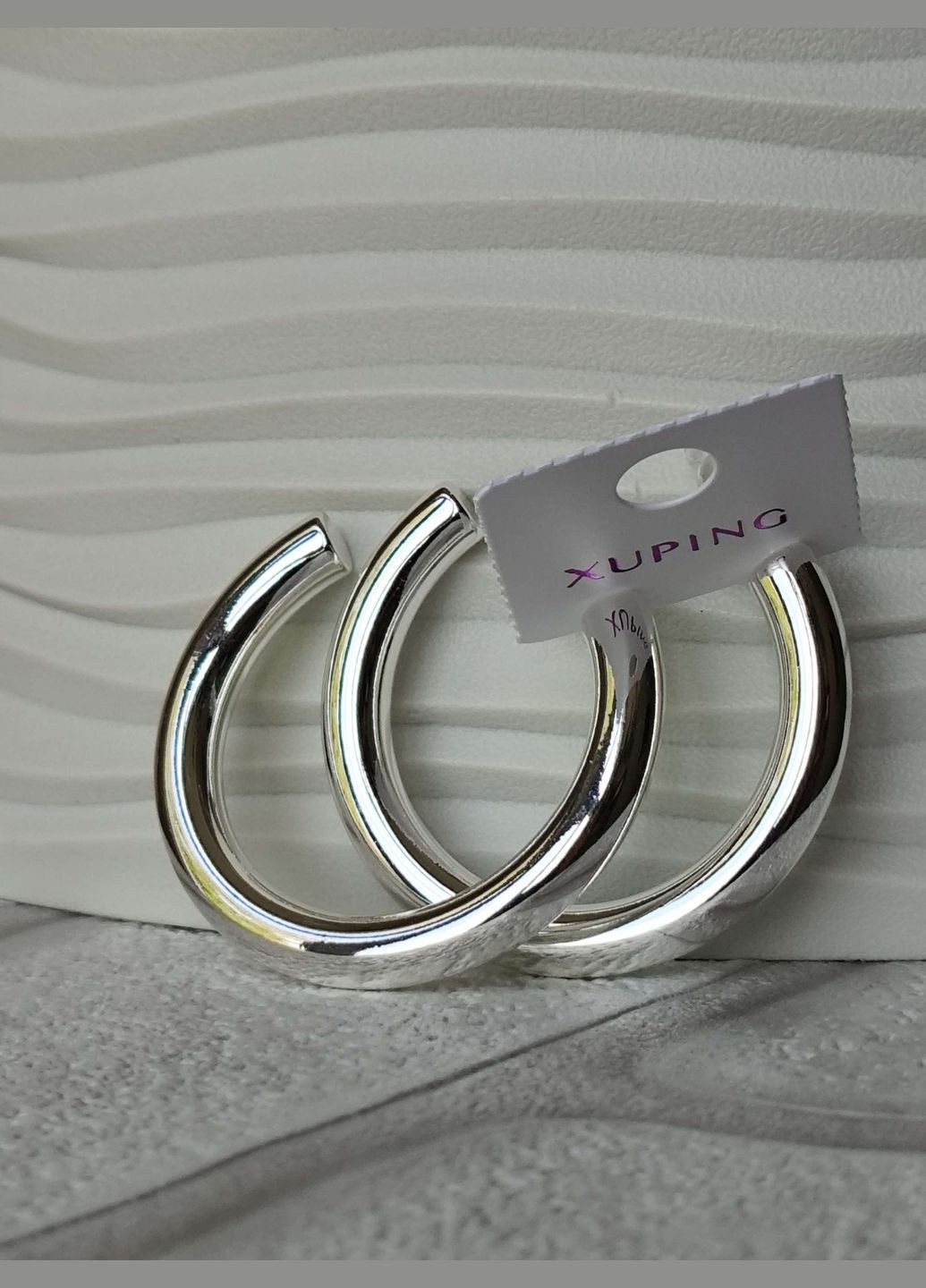 Великі сережки цвяшки сріблясті ксюпінг xuping родій медсплав Xuping Jewelry (337503385)