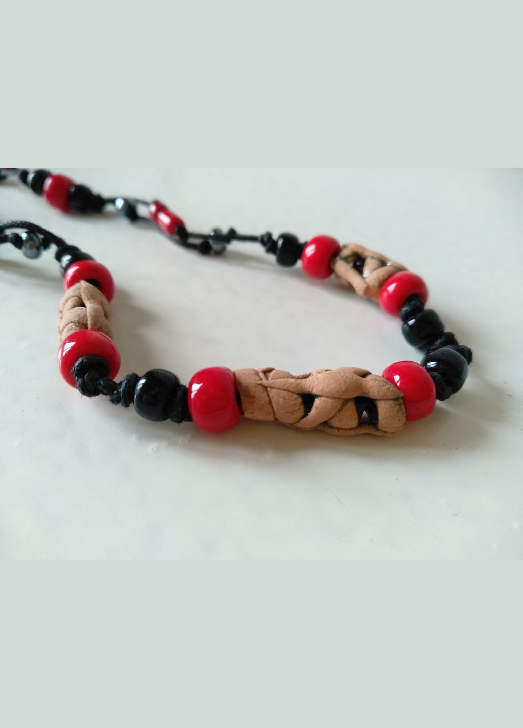 Керамічне намисто ручної роботи з чеським скляним бісером №3 Коти&Ангели (302450807)