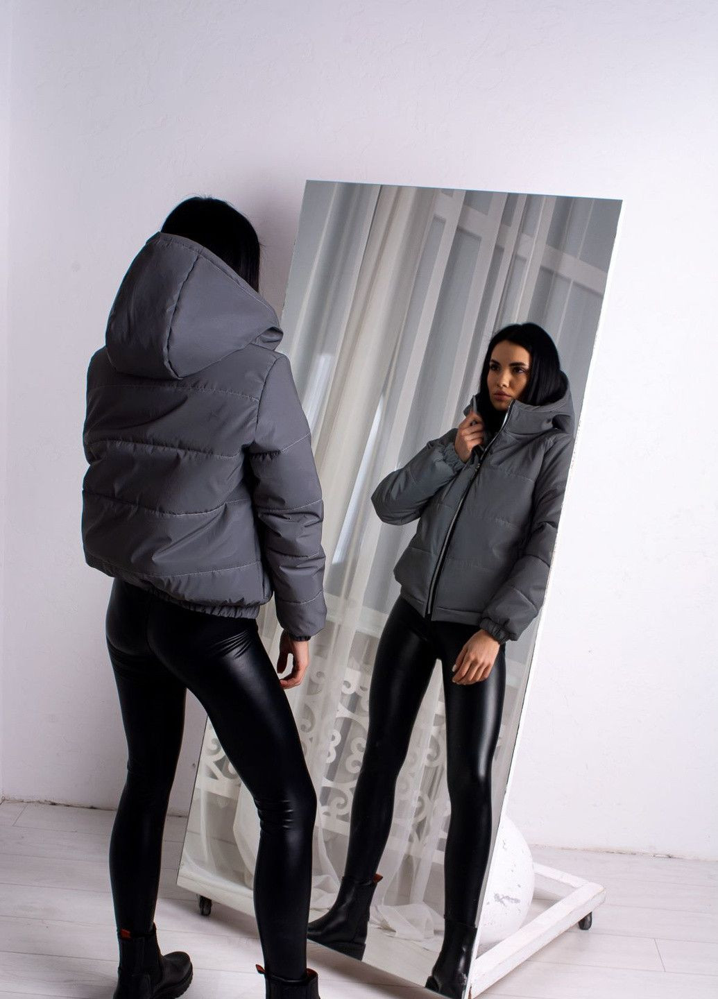 Серая демисезонная куртка к-007 светоотражающая SoulKiss k-007
