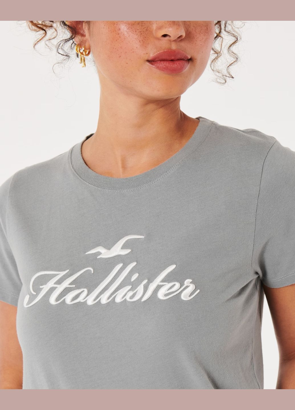 Серая летняя футболка hc9825w Hollister