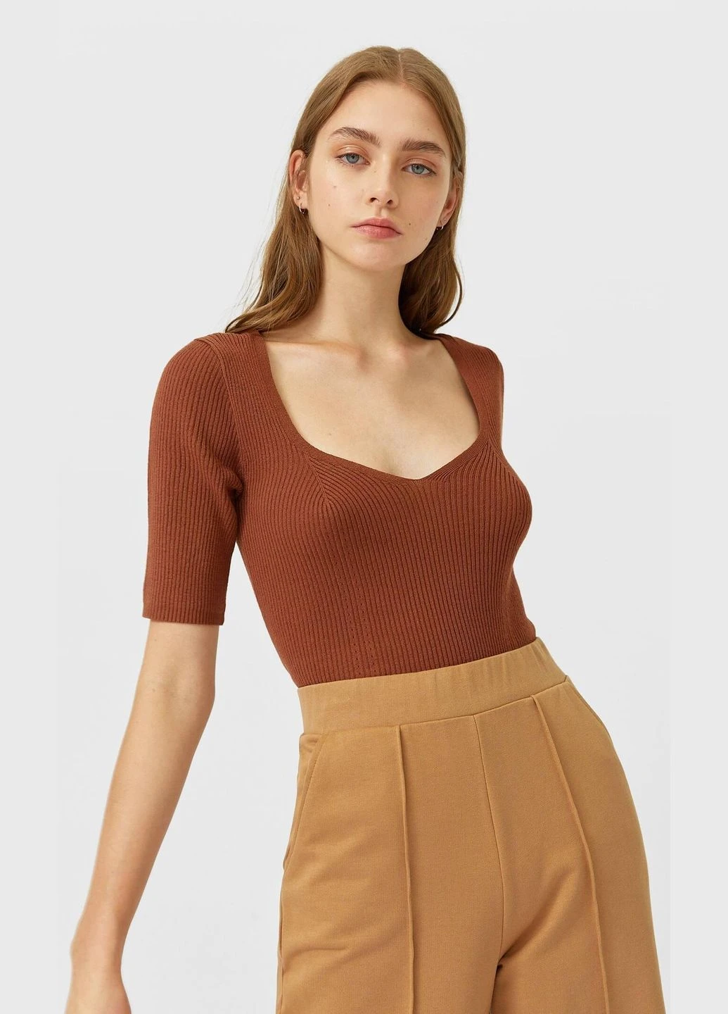 Топ літо,коричневий, Stradivarius (346395500)