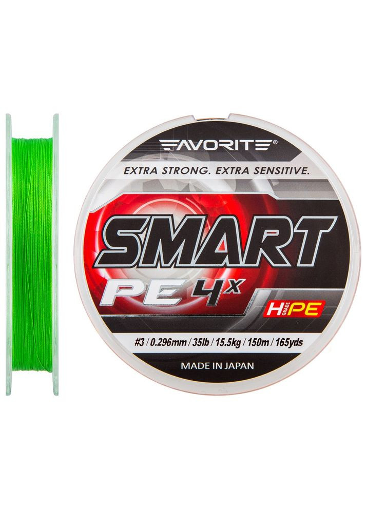Шнур Smart PE 4x 150м (салат.) #3.0/0.296мм 15.5кг 1693.10.30 Favorite (316517113)