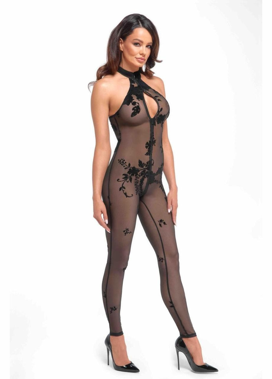 Бодистокинг Noir Handmade F315 Ego flocked mesh halter catsuit - XXL No Brand (303886992)