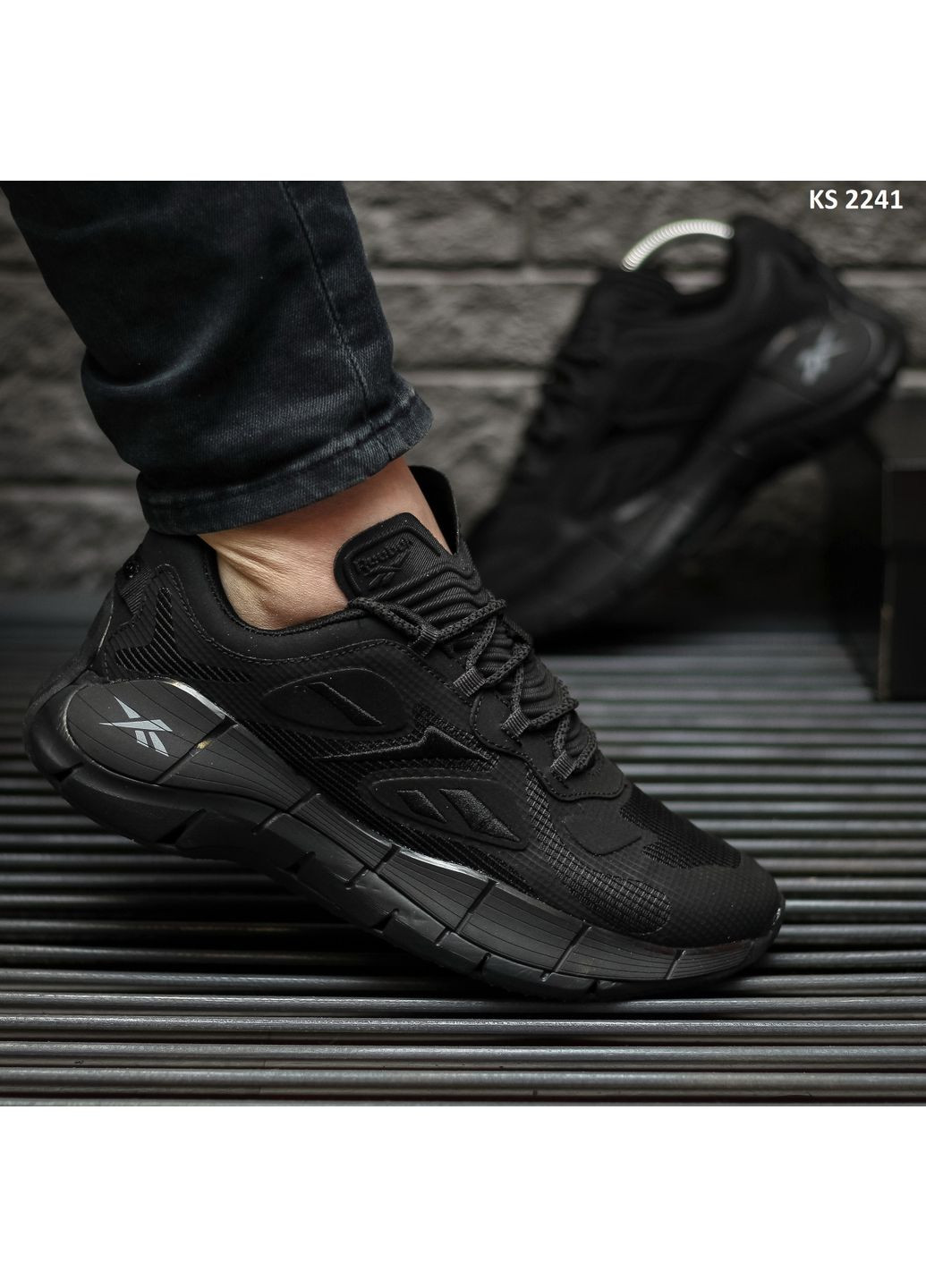 Чорні Осінні кросівки чоловічі reebok zig kinetica ii black рібок зіг кінетіка No Brand