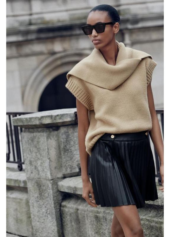 Черная короткая юбка из искусственной кожи Zara