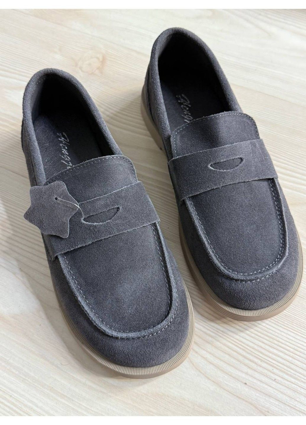 Hengji Туфлі жіночі 588-2 замшеві лофери сірі сірий з натуральна замша, китай — всесезон (355262166)