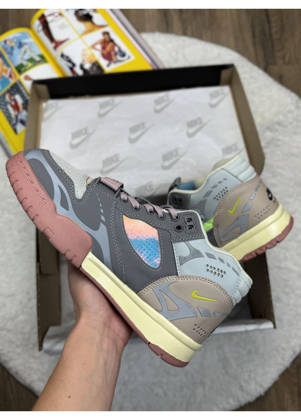 Сірі літні кросівки nike air trainer 1 utility grey pink найк аір трейнер 1 сірі No Brand