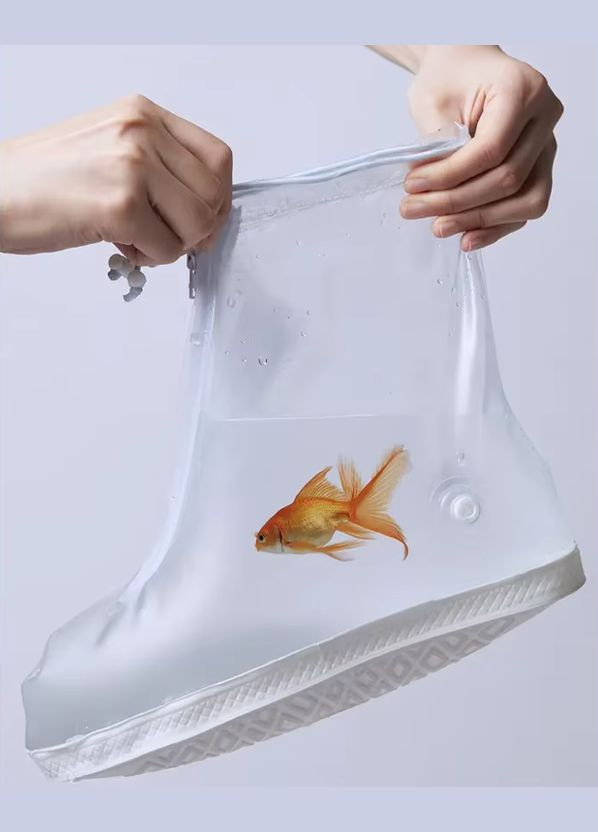 Дощові чохли-бахіли на взуття, драйстеппери на кросівки, захист від вологи, багнюки та калюж, розмір XL 41-42, білі No Brand (336186378)