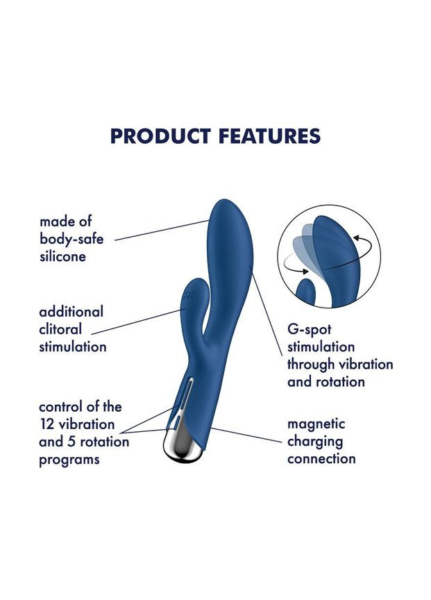 Вибратор-кролик с ротацией Spinning Rabbit 1 Blue, 3 мотора Satisfyer (335389355)