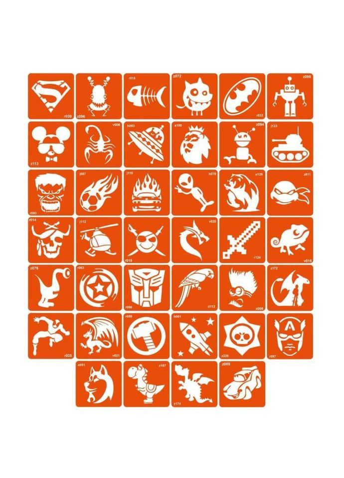 Набір трафаретів для біо-тату "Для хлопчиків" for_boys_simple 6 х 6 см 40 шт No Brand (330601507)