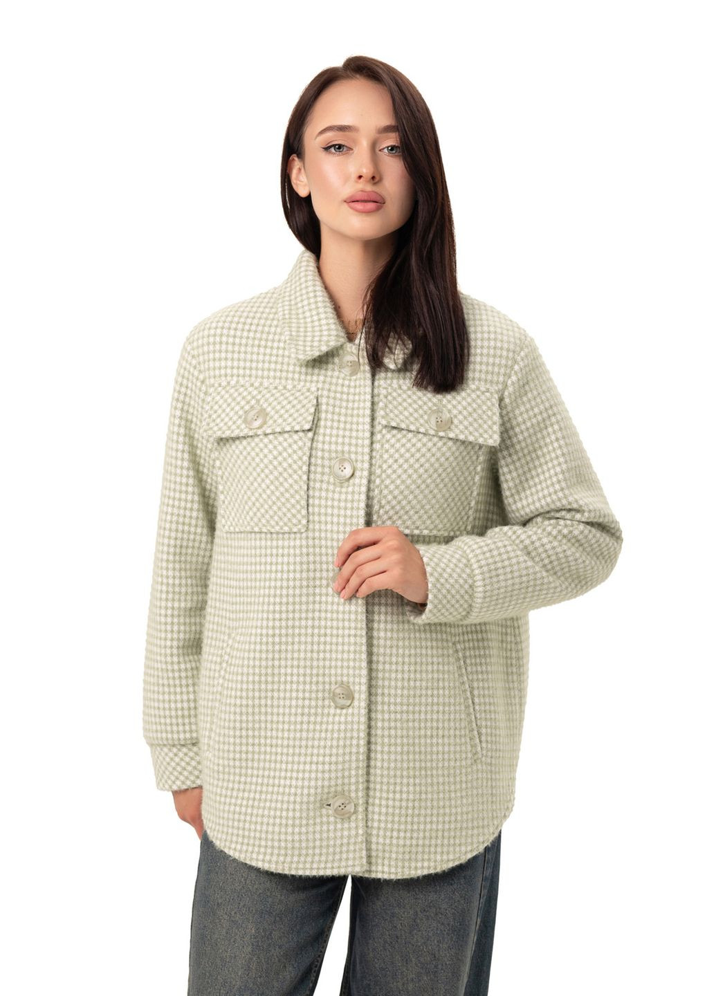 Фисташковое демисезонное Пальто-рубашка Эйда фисташковый (париж) Emass