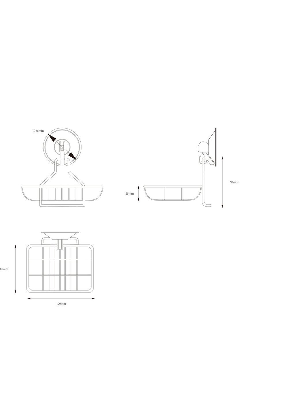Мыльница-сетка прямоуг (нов) на присосках TC 1025R Arino (322252386)