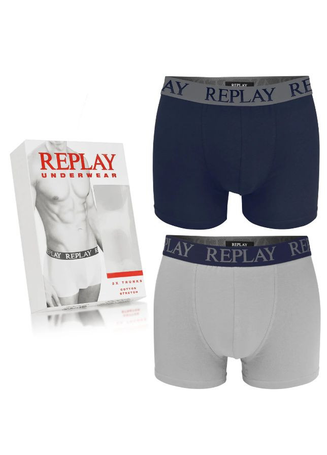 Чоловічі анатомічні труси боксери (2 шт)розмір S, колір темно-синій/сірий. Італія Replay Боксери (323220866)