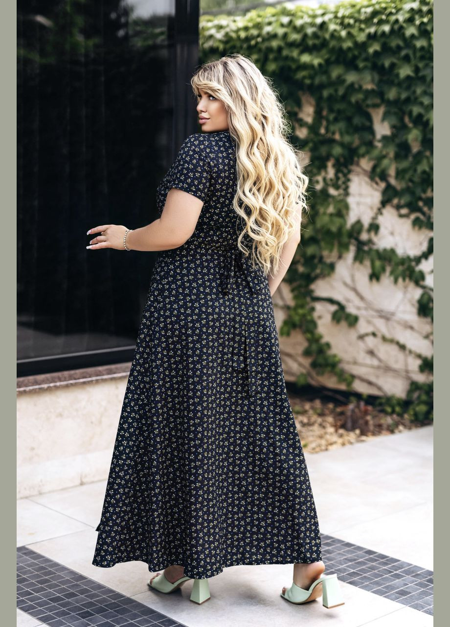 Чорна довга літня сукня в квітковий принт Fashion Girl