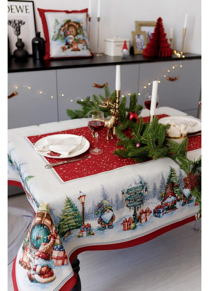 Скатерть гобеленовая Рождественский костер овал 135х180 см Прованс (366970051)