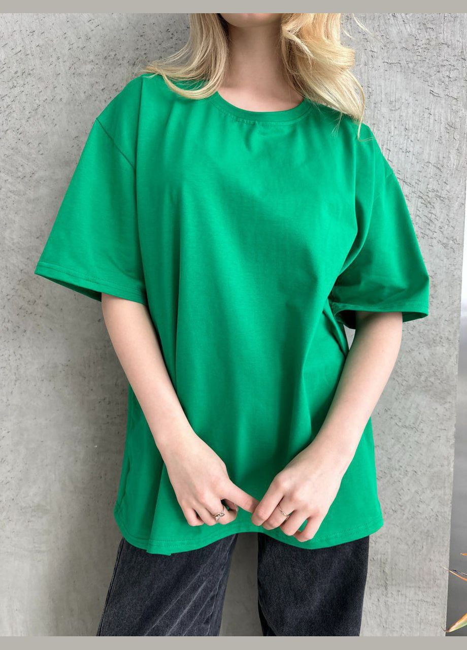 Зеленая летняя футболка женская оверсайз LeVi