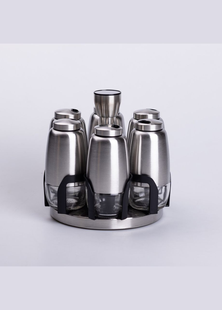 Набір для спецій на поворотній підставці 6 штук по 120 мл, хром Yiwu (326599378)