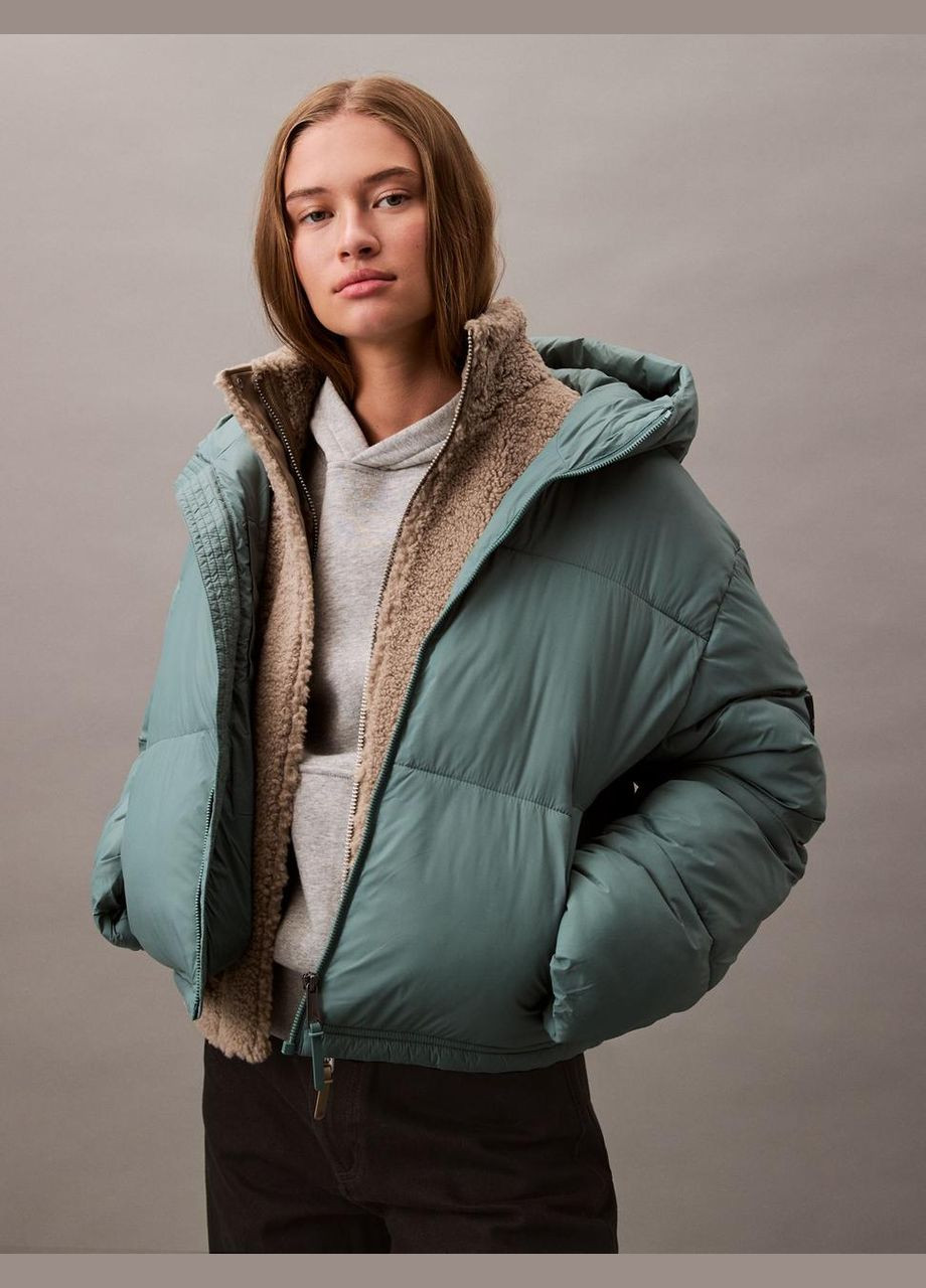 Зелена зимня куртка зимова коротка жіноча зелена Calvin Klein
