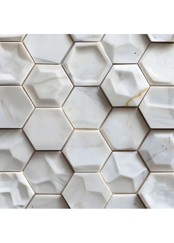 Вініловий фотофон біла глянцева плитка шестикутники, стильний фон для фото і зйомки, 180x180 см, №551271 PhotoVinyl (354362296)