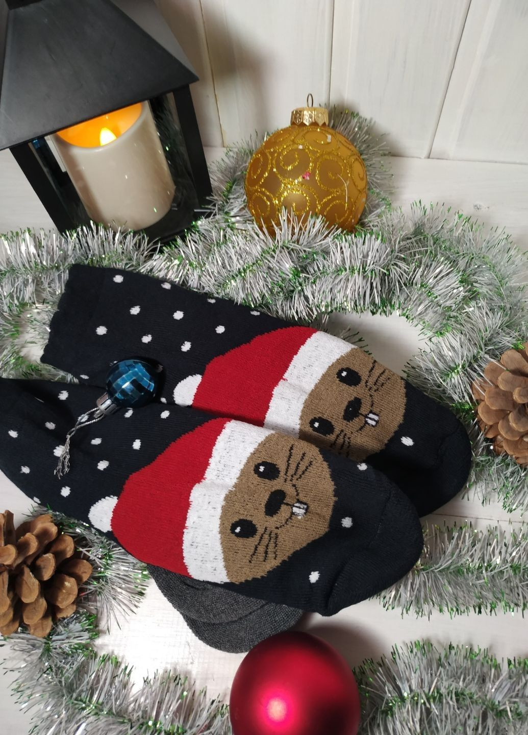 Сірі набір жіночих шкарпеток новорічний друг №1 ароматизовані (427) Macarena новорічні (302947908)