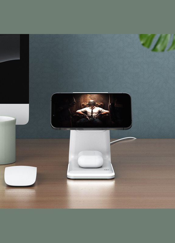 Магнітна бездротова зарядка 3 в 1 QC 3.0 15 Вт підходить для телефону, iWatch, AirPods ( код: WCS3O ) Power (325449339)