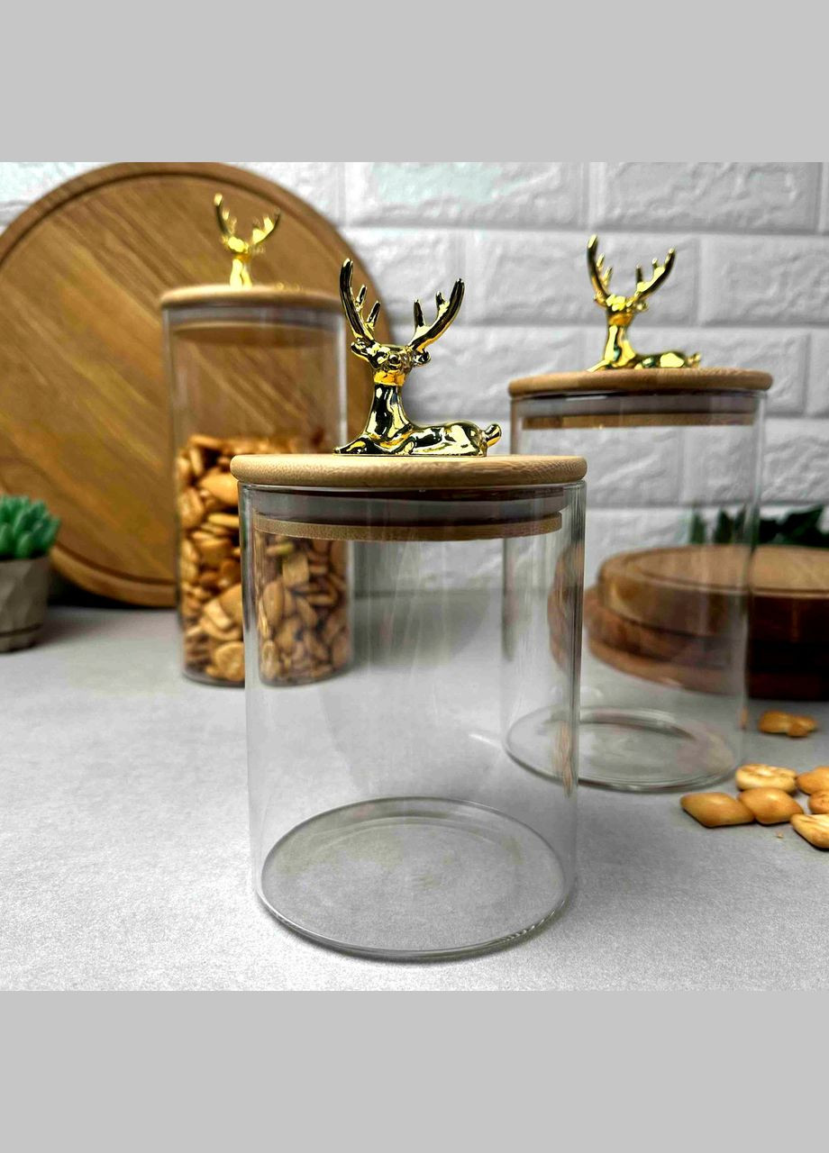 Стеклянная банка для хранения с бамбуковой крышкой 750 мл Stag Олень Hell (303213312)