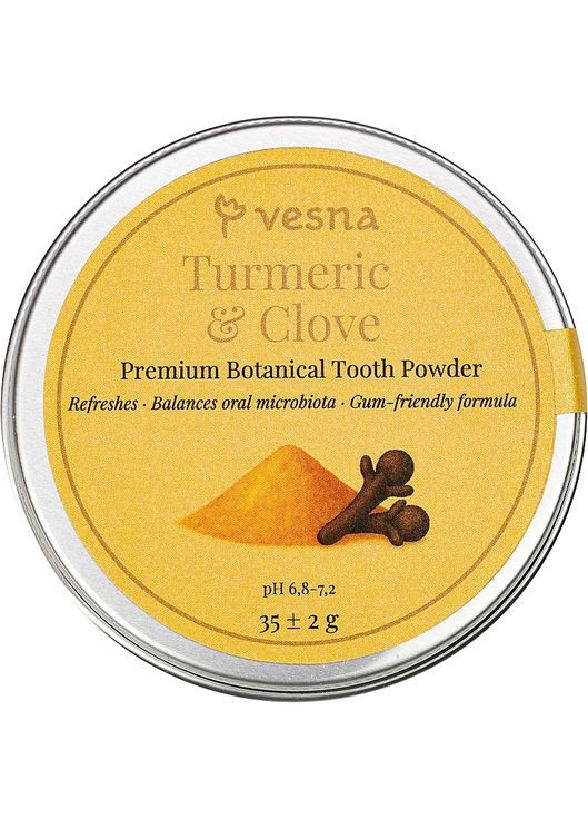 Преміальний зубний порошок "Куркума та Гвоздика" Turmeric&Clove Botanical Tooth Powder 35g (1558852-45175094) Vesna (368642002)