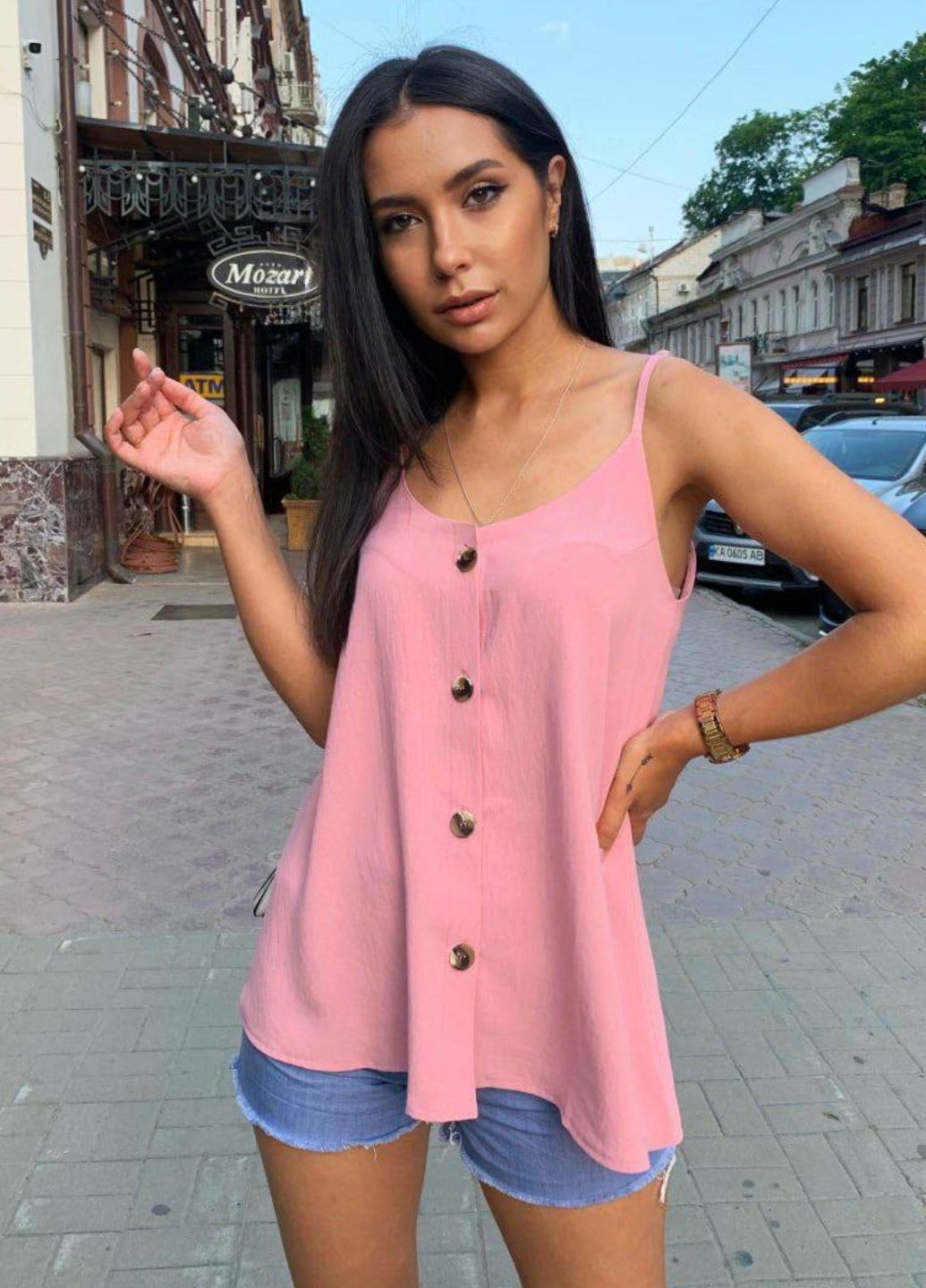 Удлиненная майка на тонких бретельках Україна — 299375475