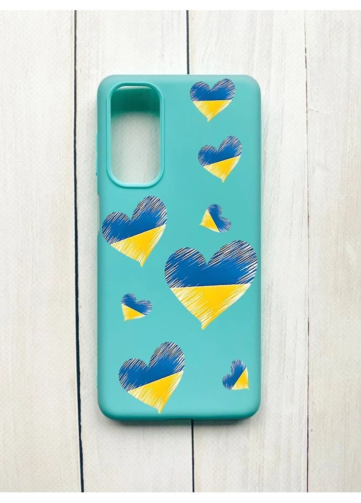 Матовий чохол на Samsung Galaxy M54 Бірюзовий Сердечка. Україна (принт 258) CASE CONTROL (360679907)