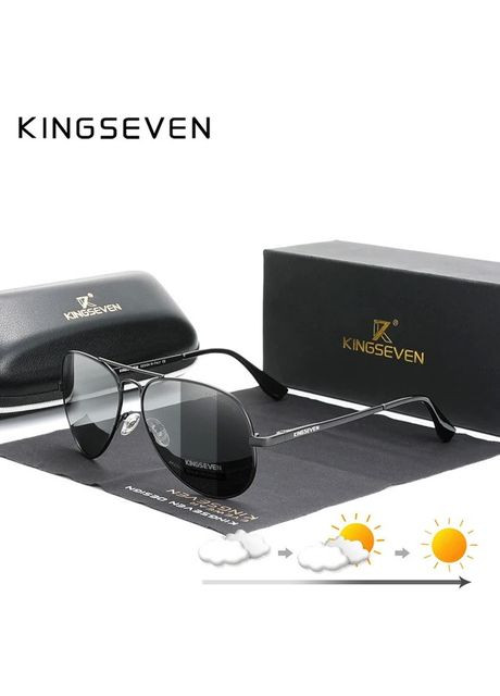 Мужские фотохромные солнцезащитные очки N7735 Black Photochromic KINGSEVEN (303110860)