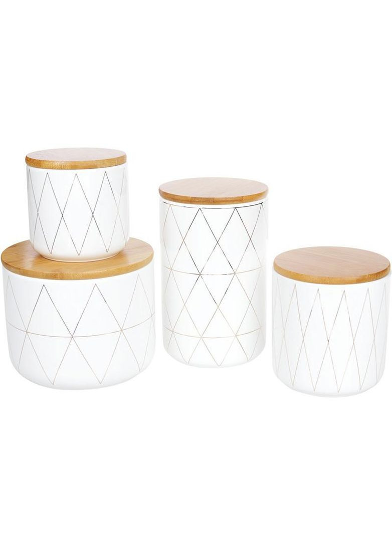 Банка Merceyl "Золоті Ромби" 850мл керамічна з бамбуковою кришкою, біла Bona (330139139)