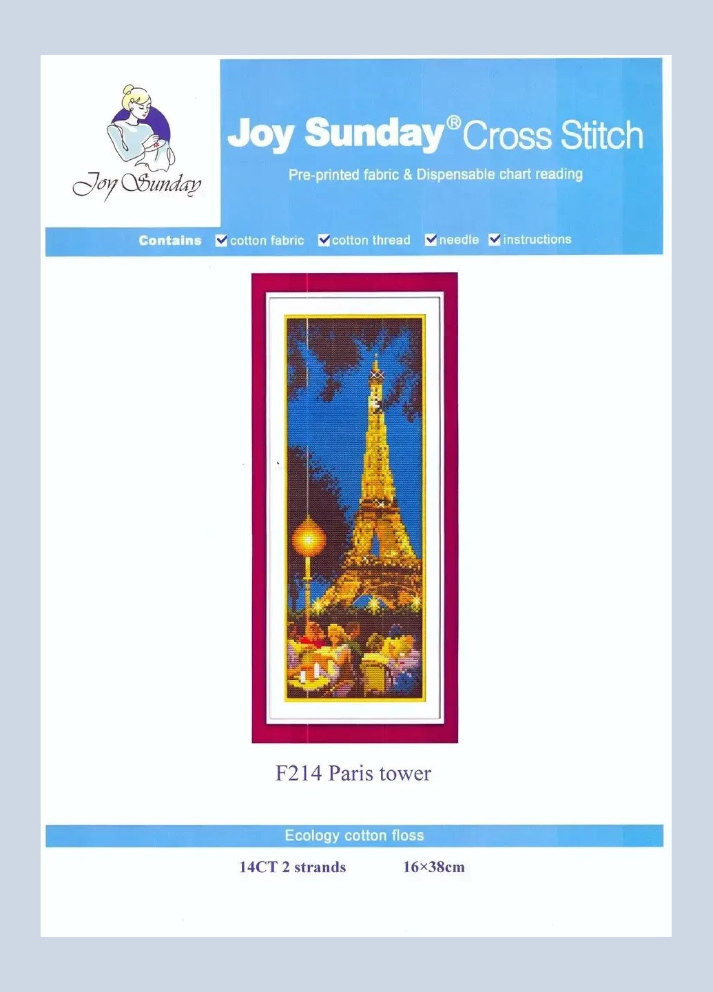 Набор для вышивания по нанесённой на канву схеме"Paris tower". AIDA 14CT printed 16*38 см Joy Sunday (313612825)