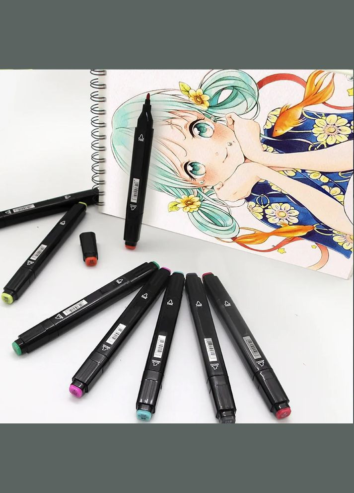 Набір двосторонніх маркерів для скетчингу та малювання 168 шт (1756375338) No Brand (333800248)