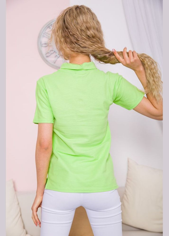 Салатовая женская футболка-поло женское, салатовое прямого кроя из хлопка, Ager