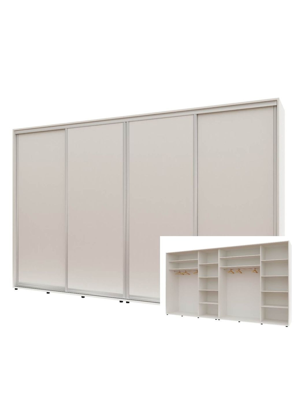 Шафа-купе чотиридверна 380*60*240 см Білий 4 двері ДСП Стандарт Комфорт Меблі (360438506)