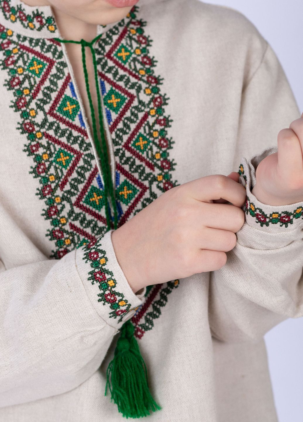 Бежевая рубашка для мальчиков Едельвіка хлопок, лен (324610864)