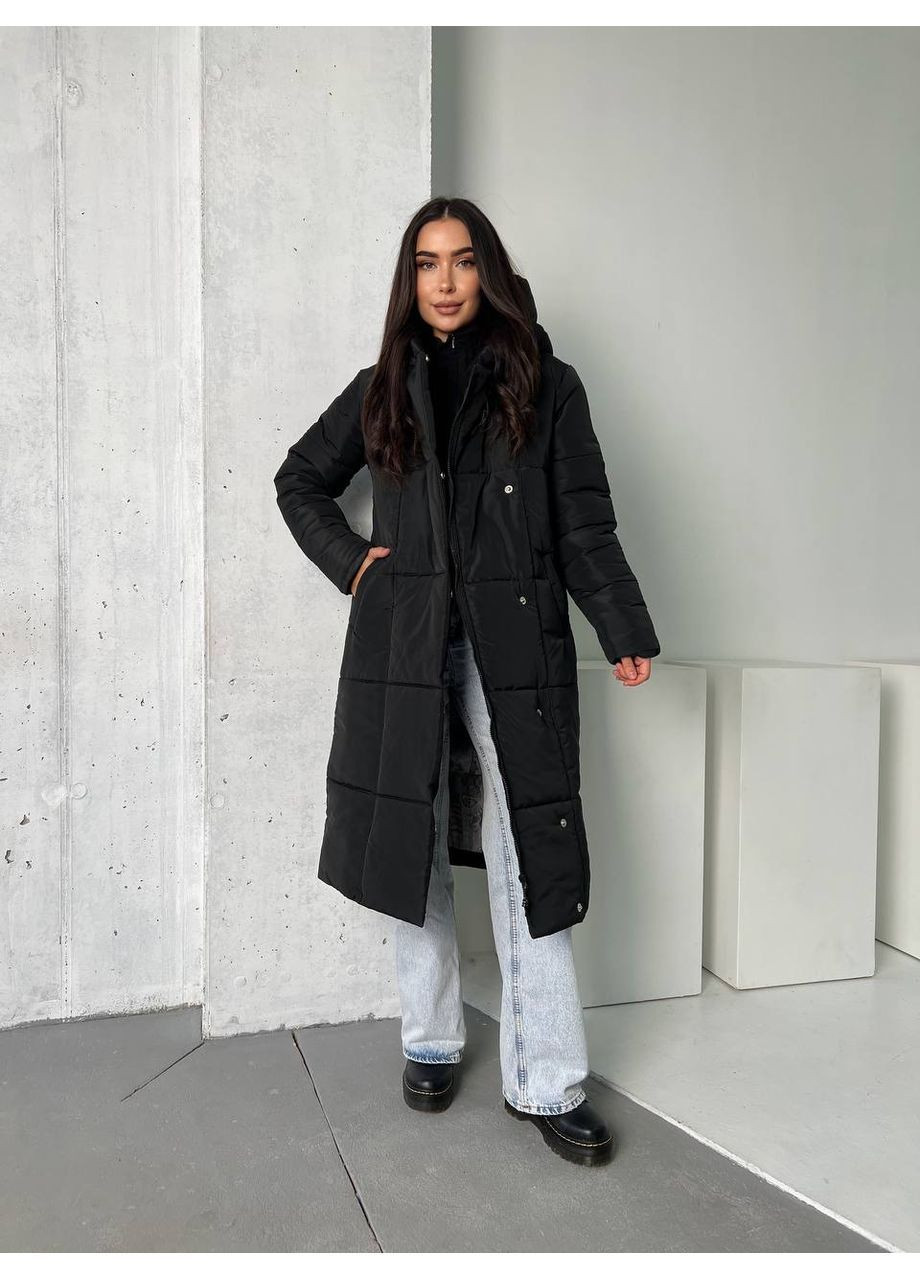 Черная зимняя зимняя куртка на змейке + кнопки Stylish Touch