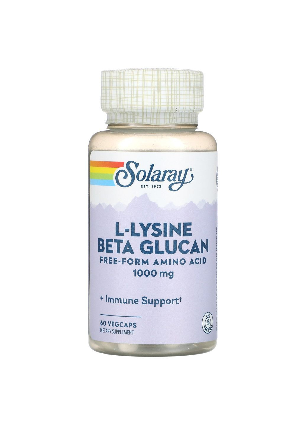 Лізин і бета-глюкан, L-Lysine & Beta Glucan,, 1000 мг, 60 капсул Solaray (362368286)