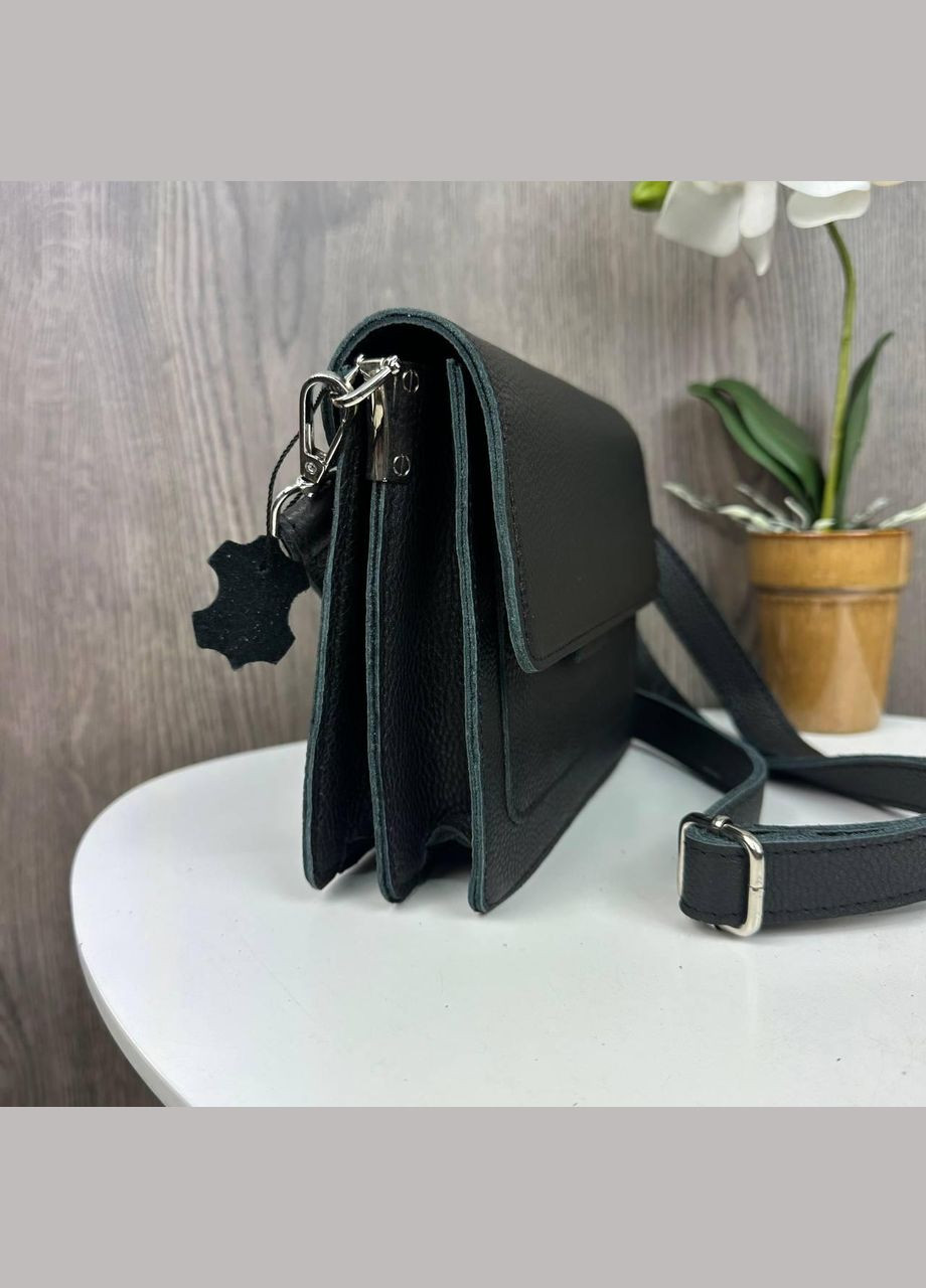 Шкіряна міні сумочка клатч на плече з тисненням чорна (sku_1695) No Brand (330576504)