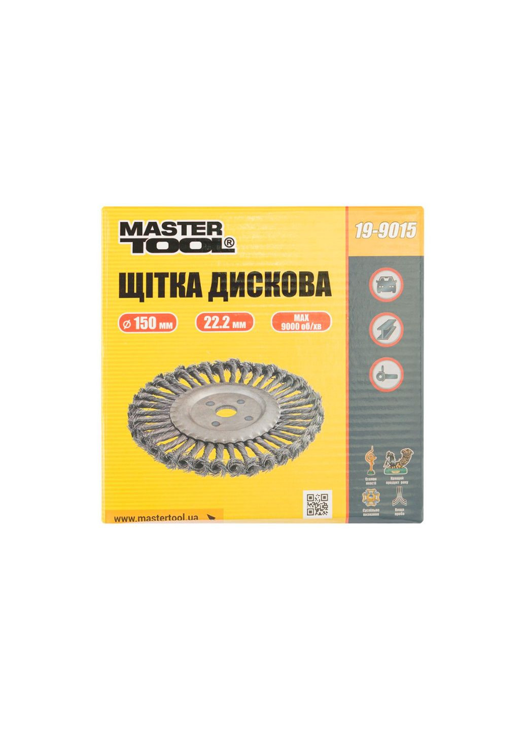 Щітка дискова 150 мм плетена (19-9015) Mastertool (365253531)