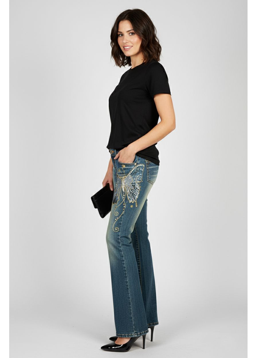 Женские винтажные клешеные джинсы S-1537 Синий Tantra - (364315608)