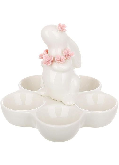 Подставка-блюдо фарфоровое для 5-ти яиц "Зайка в цветах" Ø14см Bona (372292459)