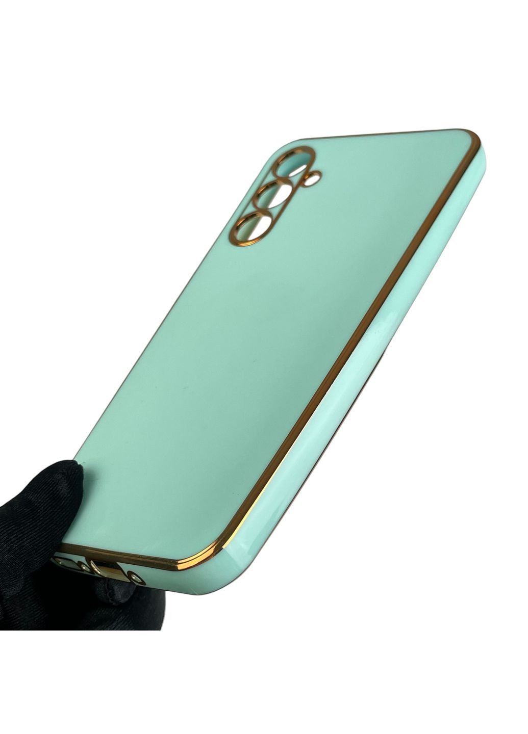 Чохол для Galaxy A34 5G SM-A346E глянсовий із золотою окантовкою із захистом камери на самсунг а34 бірюзовий Samsung (366020857)