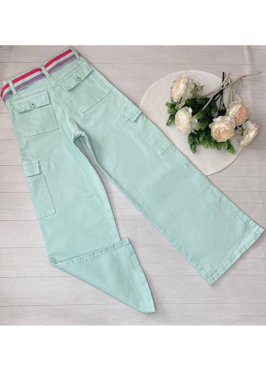 Мятные джинсы для девочки A-yugi