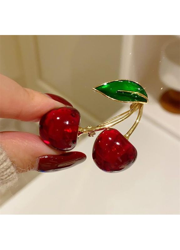 Брошка Вишні жовтий метал (84946818) No Brand (331905006)