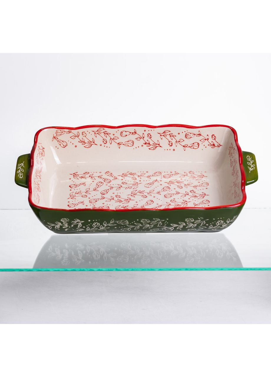 Форма для запекания Vintage 33×21×5.5 (см) прямоугольная с ручками Зеленая HM05-11 Yiwu (369446690)