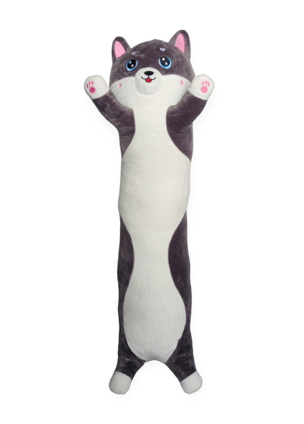 Кіт батон 90 см з об'ємною мордочкою 3Д 3D м'яка іграшка антистрес подушка плюшевий котик обіймашка графіт No Brand (290186422)